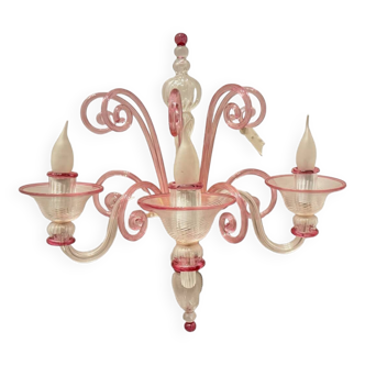 Grande applique simple en verre vénitien rose