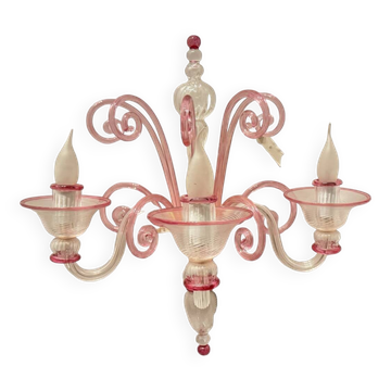 Large Single Pink Venetian Glass Sconce