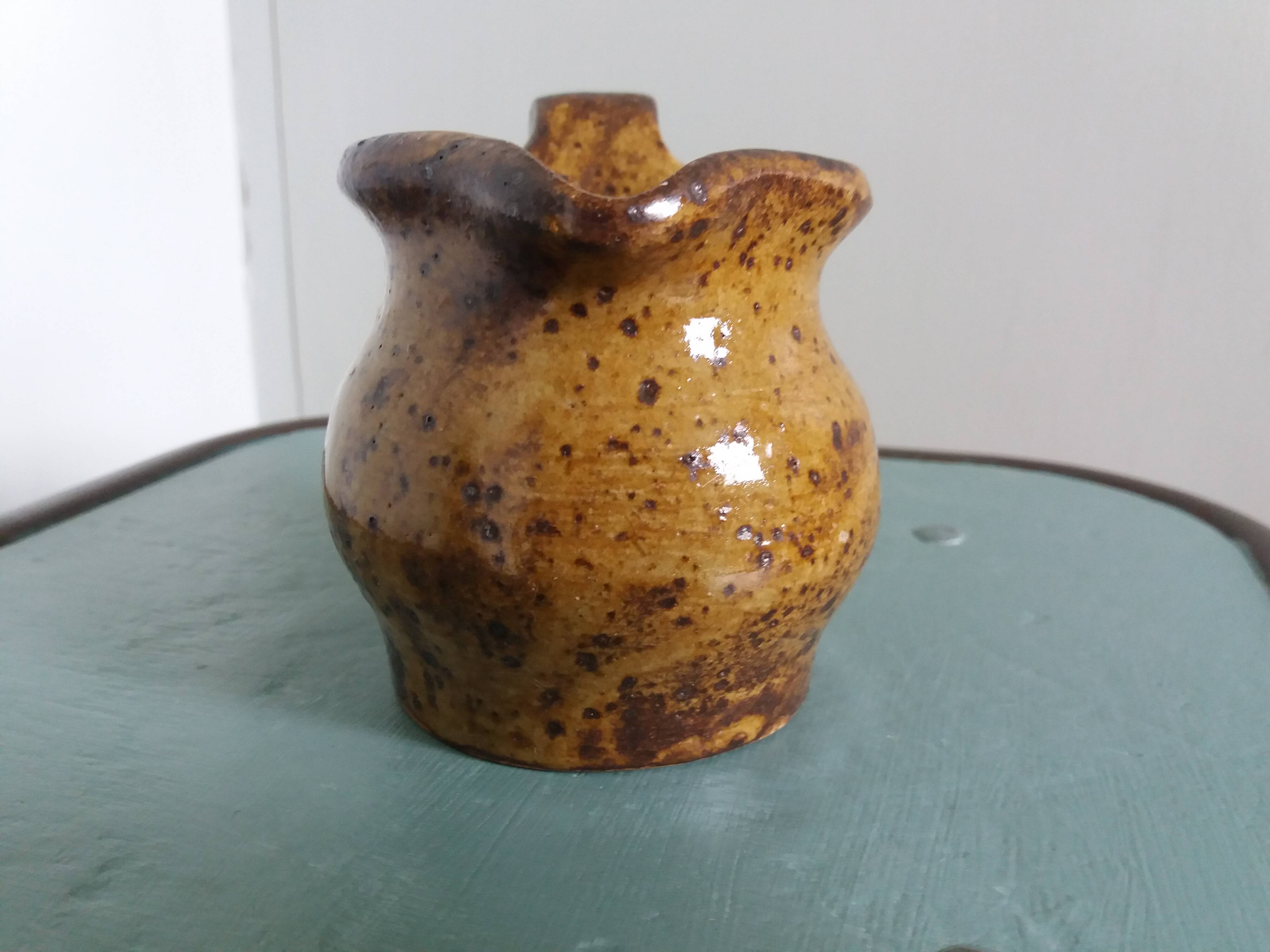 Stoneware pitcher signed cg