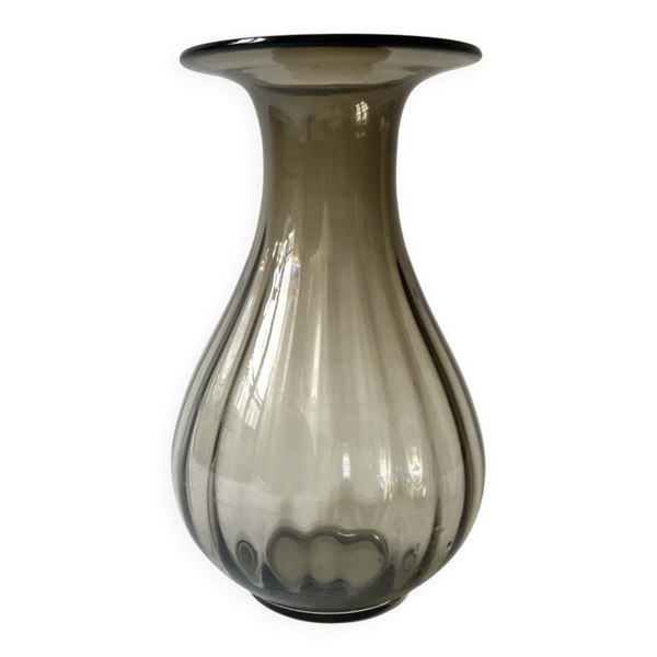 grand vase en verre fumé des années 70