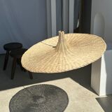 Large suspension, rattan luminaire in hat shape D:80cm