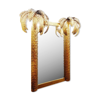 Miroir de paume et éclairage avec le cadre de fronds de paume en métal 175x205cm