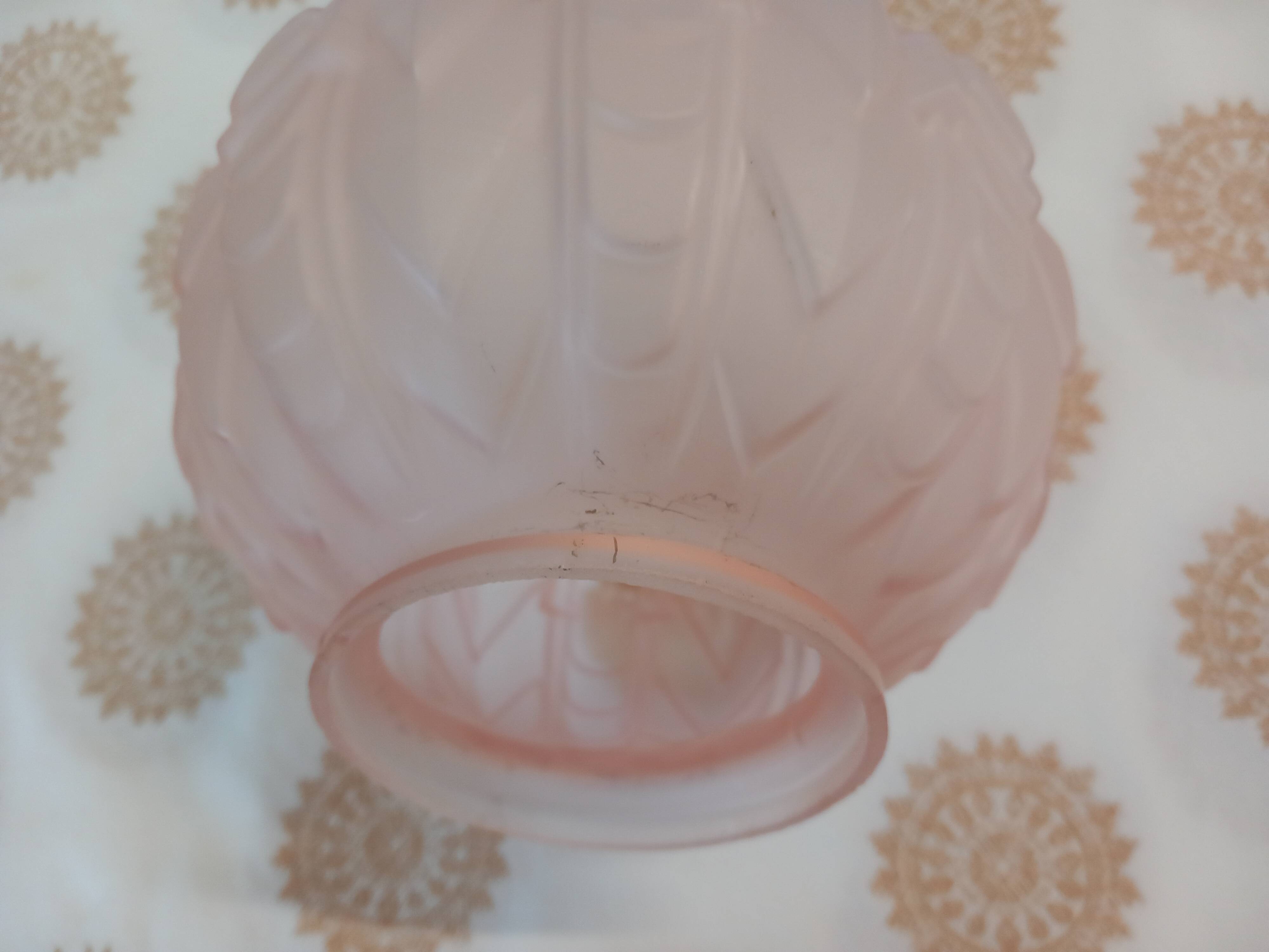 Old pale pink pressed glass globe
