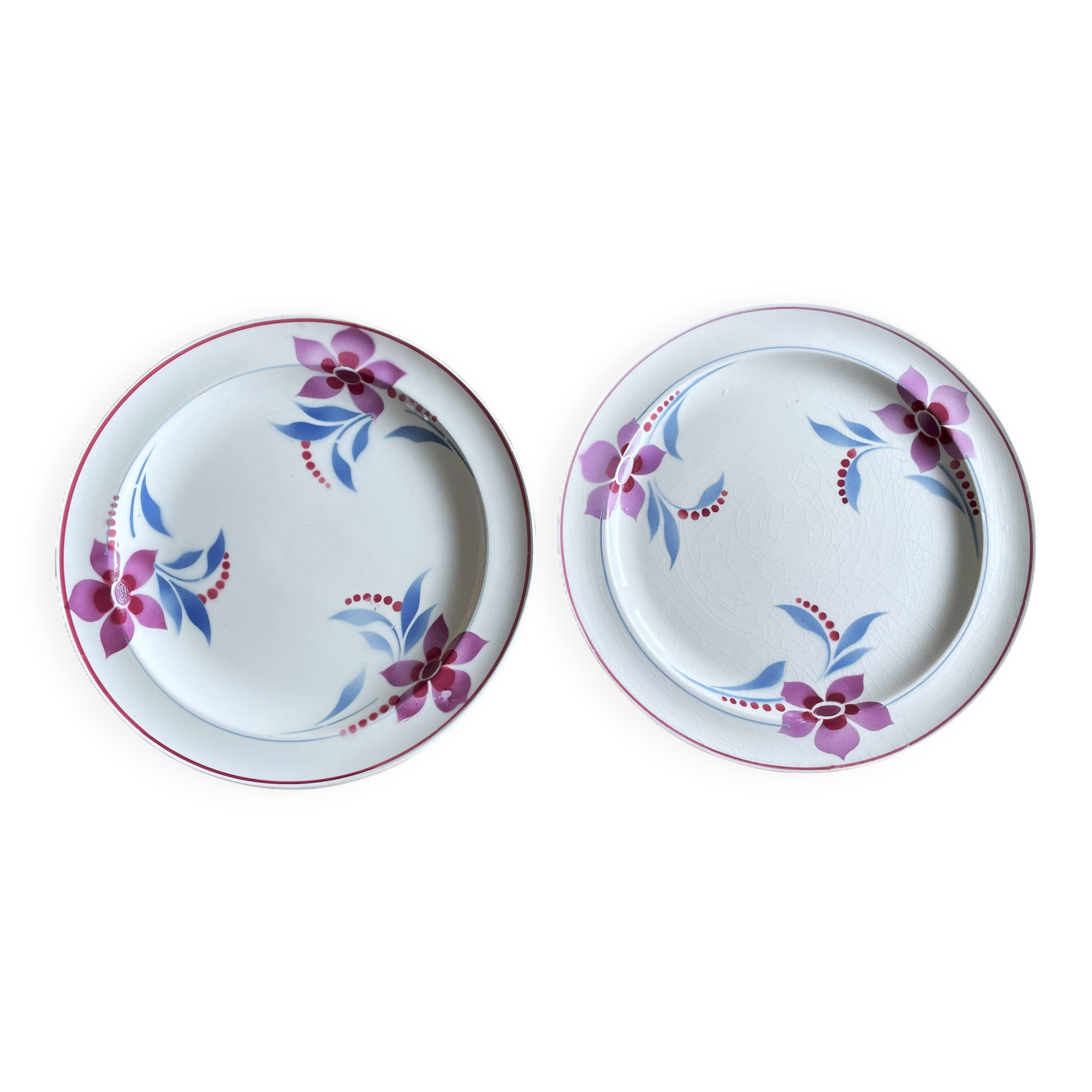 Pair of antique earthenware mignardise dishes from Saint-Amand (Nord)