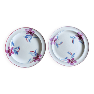 Pair of antique earthenware mignardise dishes from Saint-Amand (Nord)