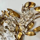 Old and large golden wall lamp Hans Kögl design from the 60s clusters of flowers