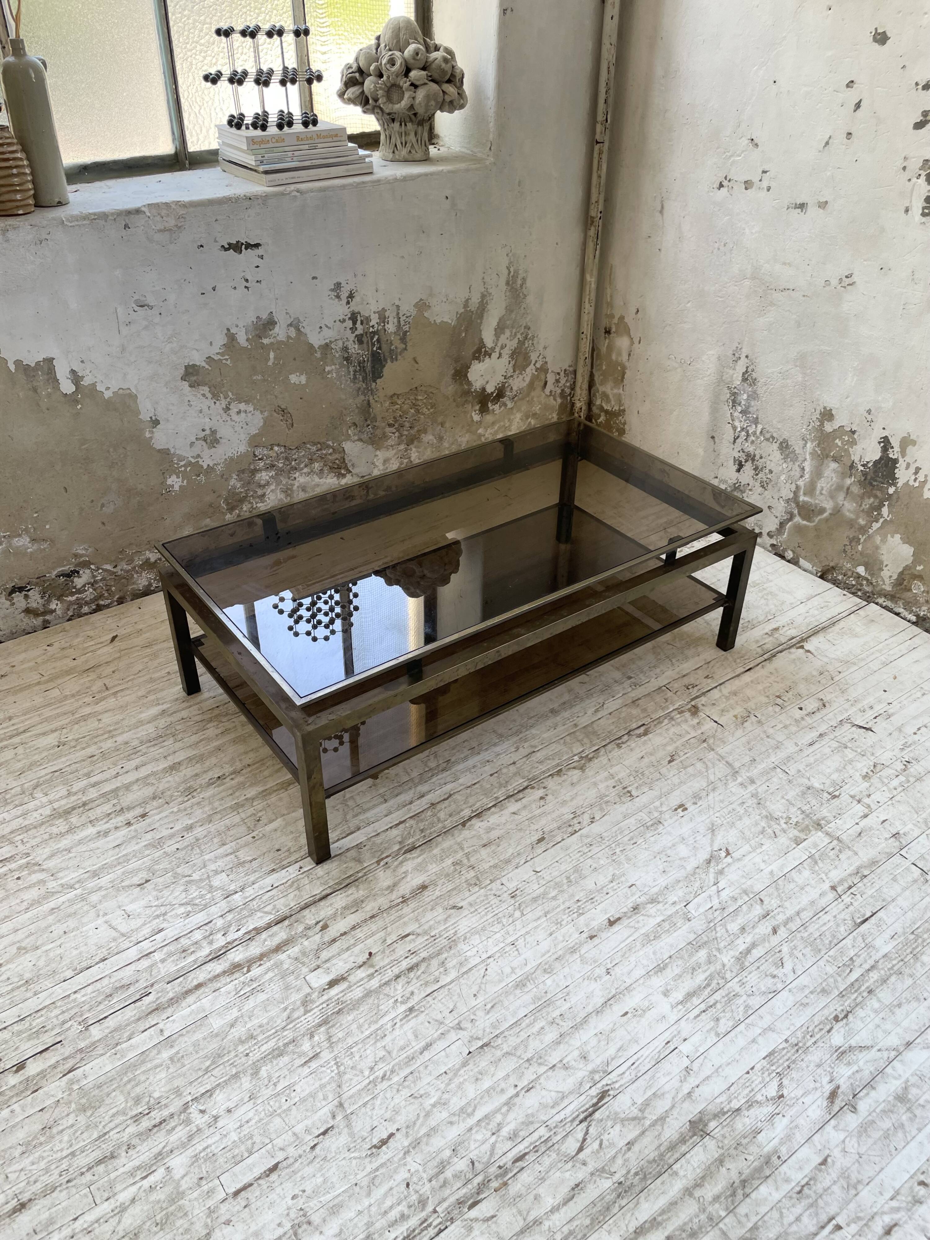 Brass coffee table attributed to Guy Lefevre for Maison Jansen