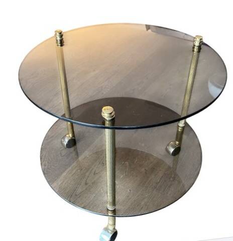 Table desserte laiton et verre-roulettes — style Art Déco