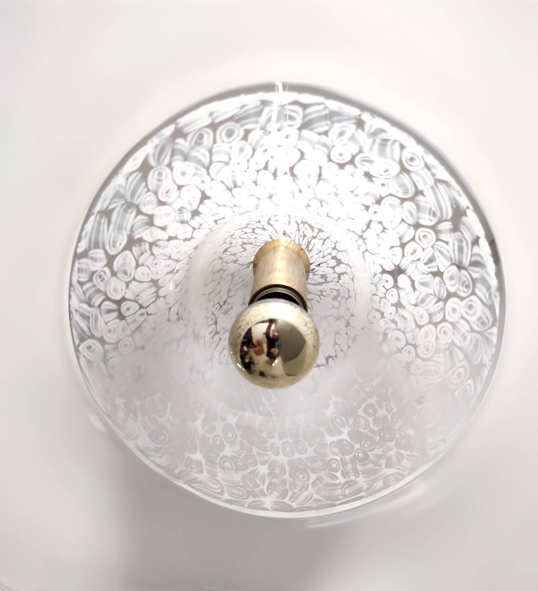 White Murano Glass Pendant Marked La Murrina, Italy, 1980s