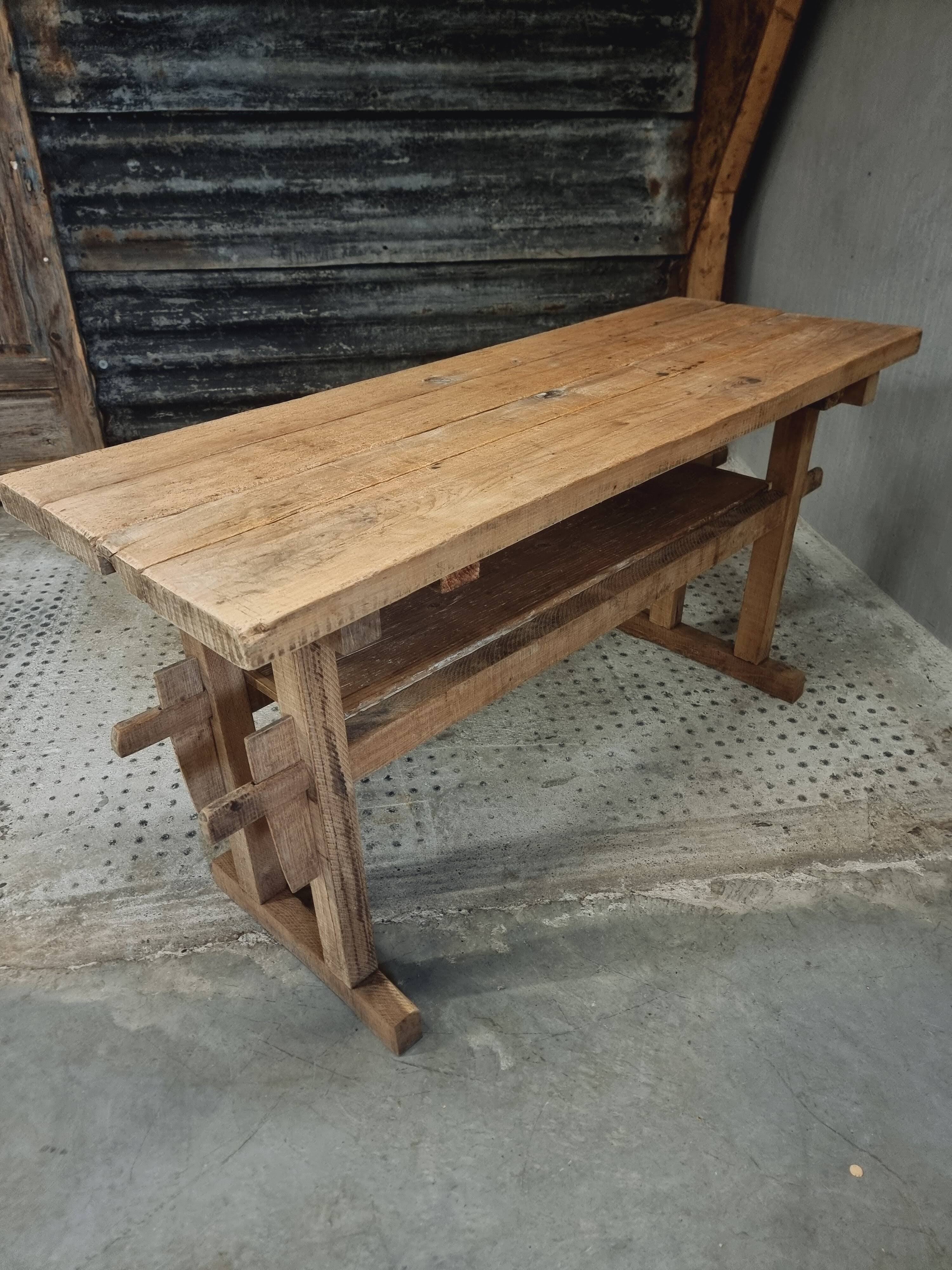 Old workbench side table bathroom furniture oak/beech 60x160cm