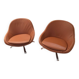 Caramel leather Veneto armchair with swivel function (2 available)