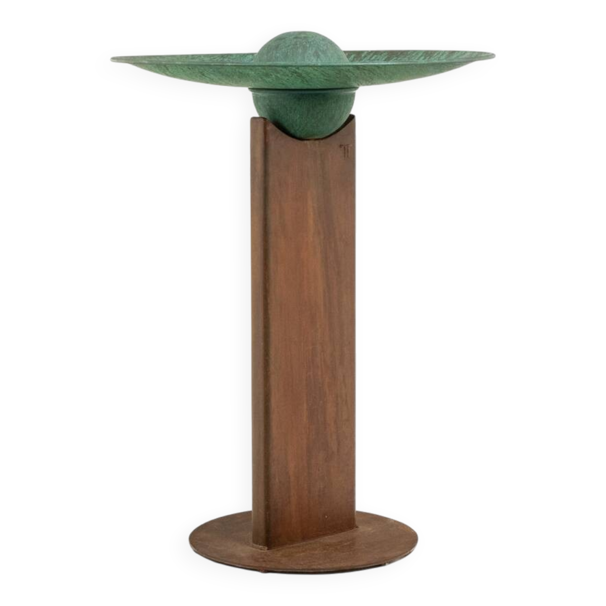 Tom Torrens. Fountain in corten and oxidised copper. 1990s.