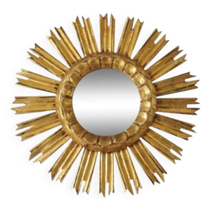 Miroir soleil doré vintage