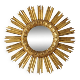 Miroir soleil doré vintage