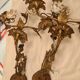 pair of wall lights brass bronze 1900 to 30 pink porcelain 45x28