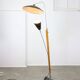 Mid-century italian aluminum & wood floor lamp with reflector
