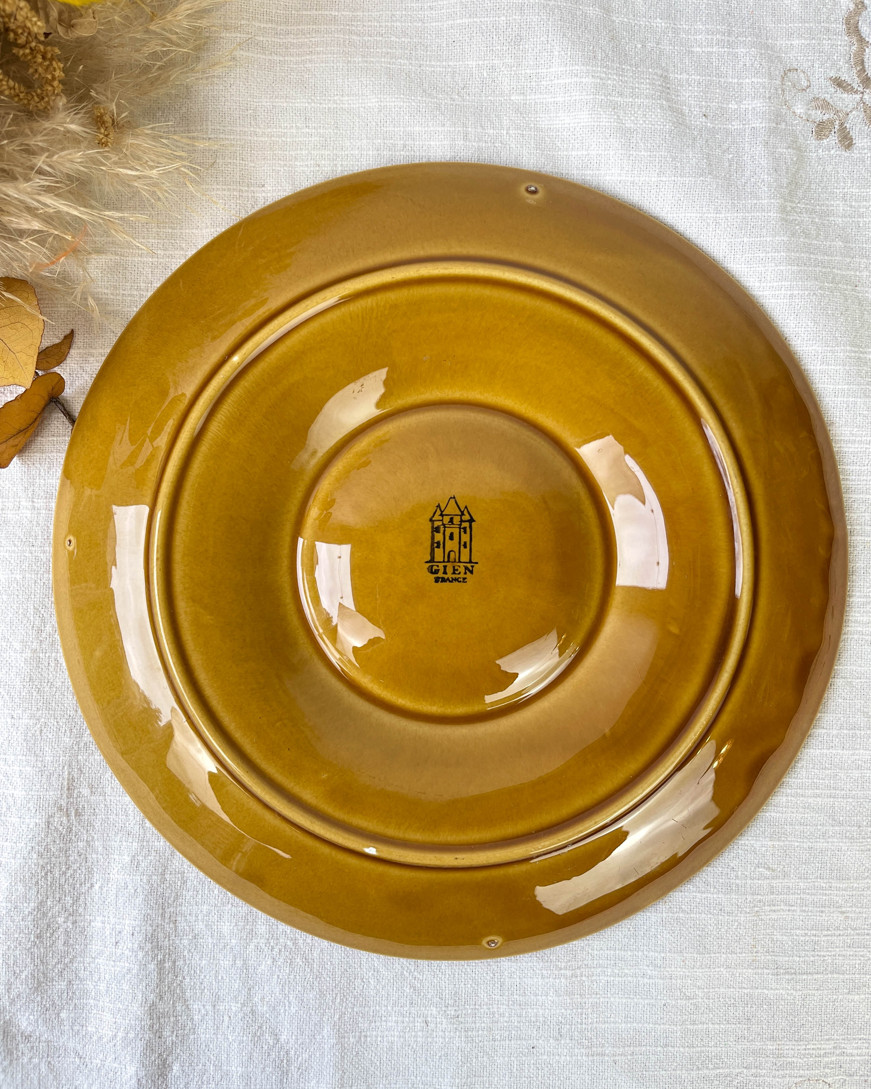 Assiette à artichaut en faïence vintage Gien Made in France 1970