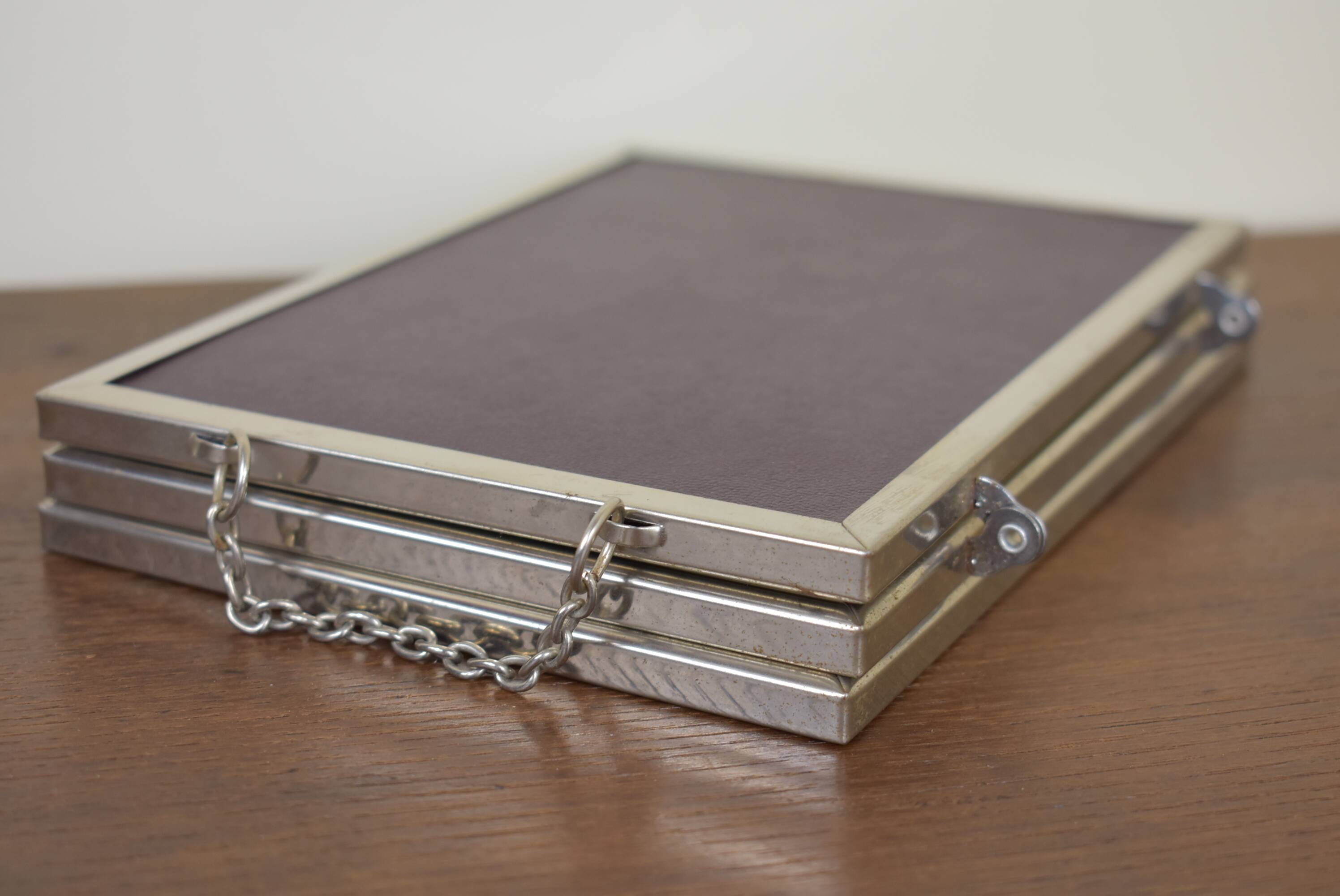 chrome vintage triptych mirror 46x19cm