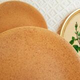 Set of 8 flat plates in Chantilly Longchamp sandstone France vintage