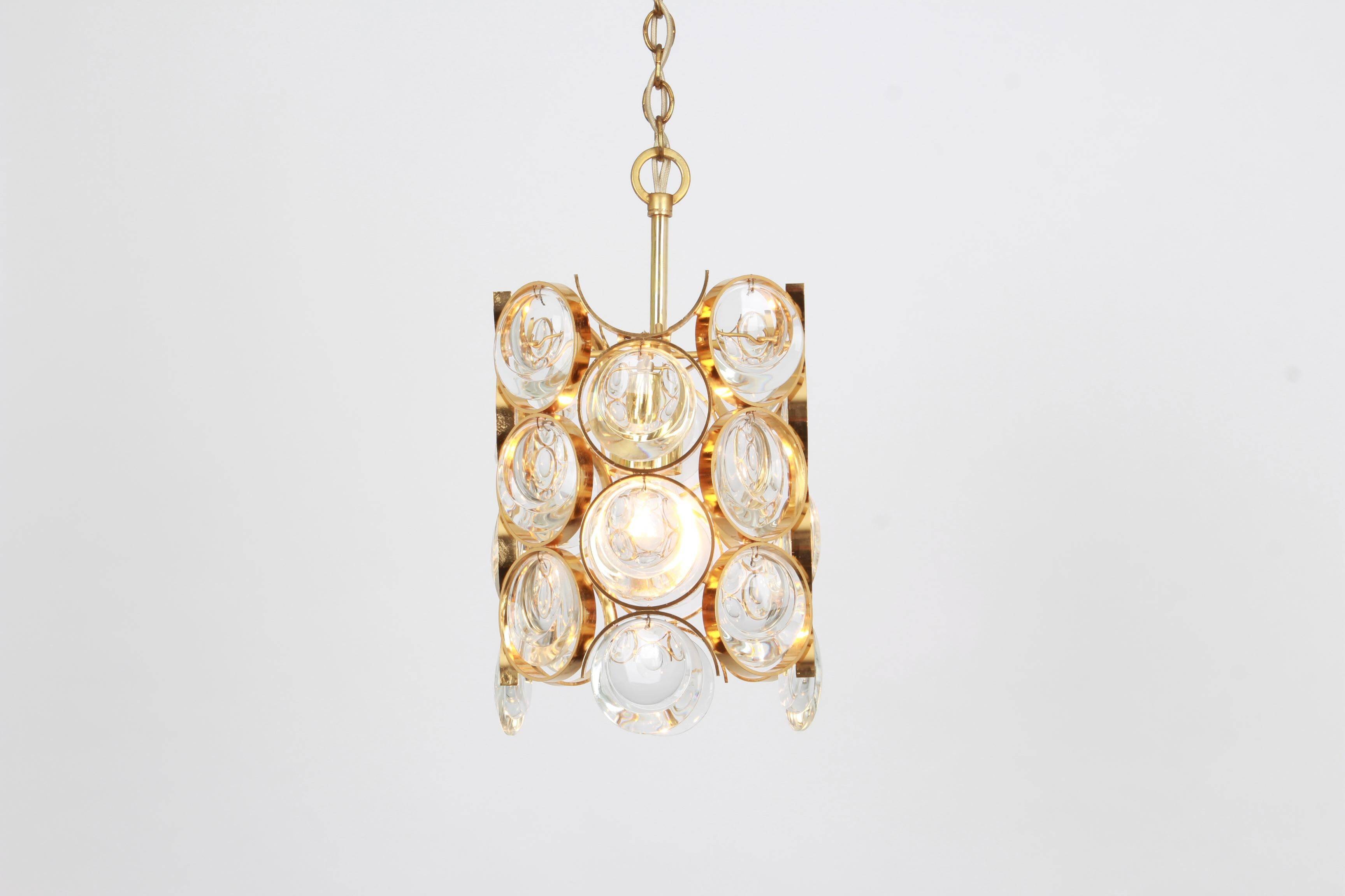 Pair of small golden brass pendants, Sciolari design for Palwa, Germany, 1970s.