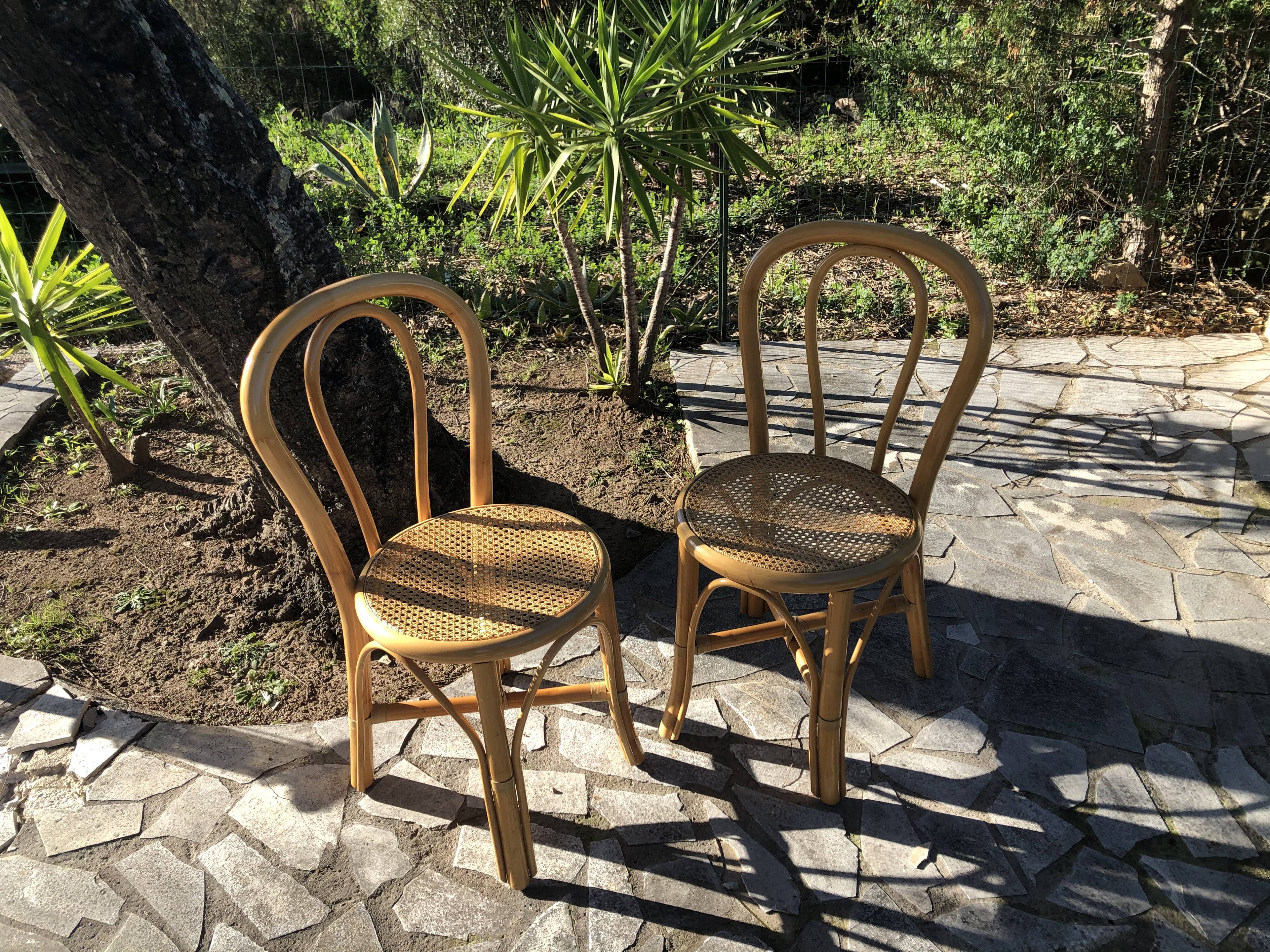 Vintage bamboo chairs and caning