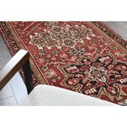 1970s Vintage Turkish Oushak Handmade Wool Cotton Red Runner Rug 101x305