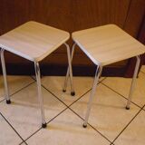 2 Scandinavian Style Stools in Formica and Chrome Steel, 1950s-60s