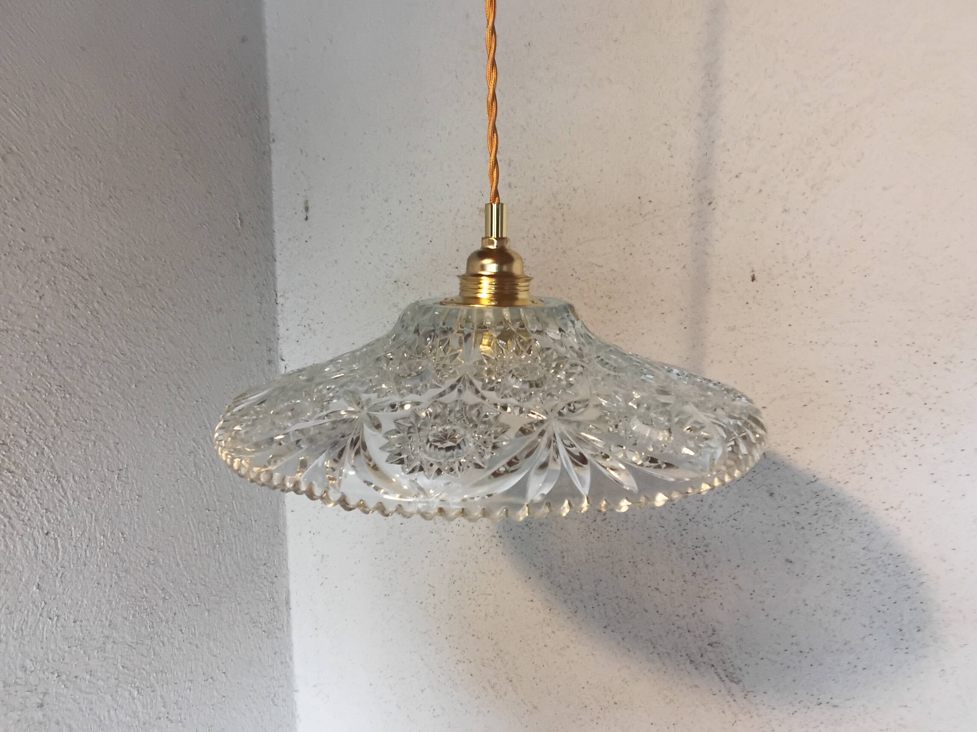 Vintage chiseled glass pendant light