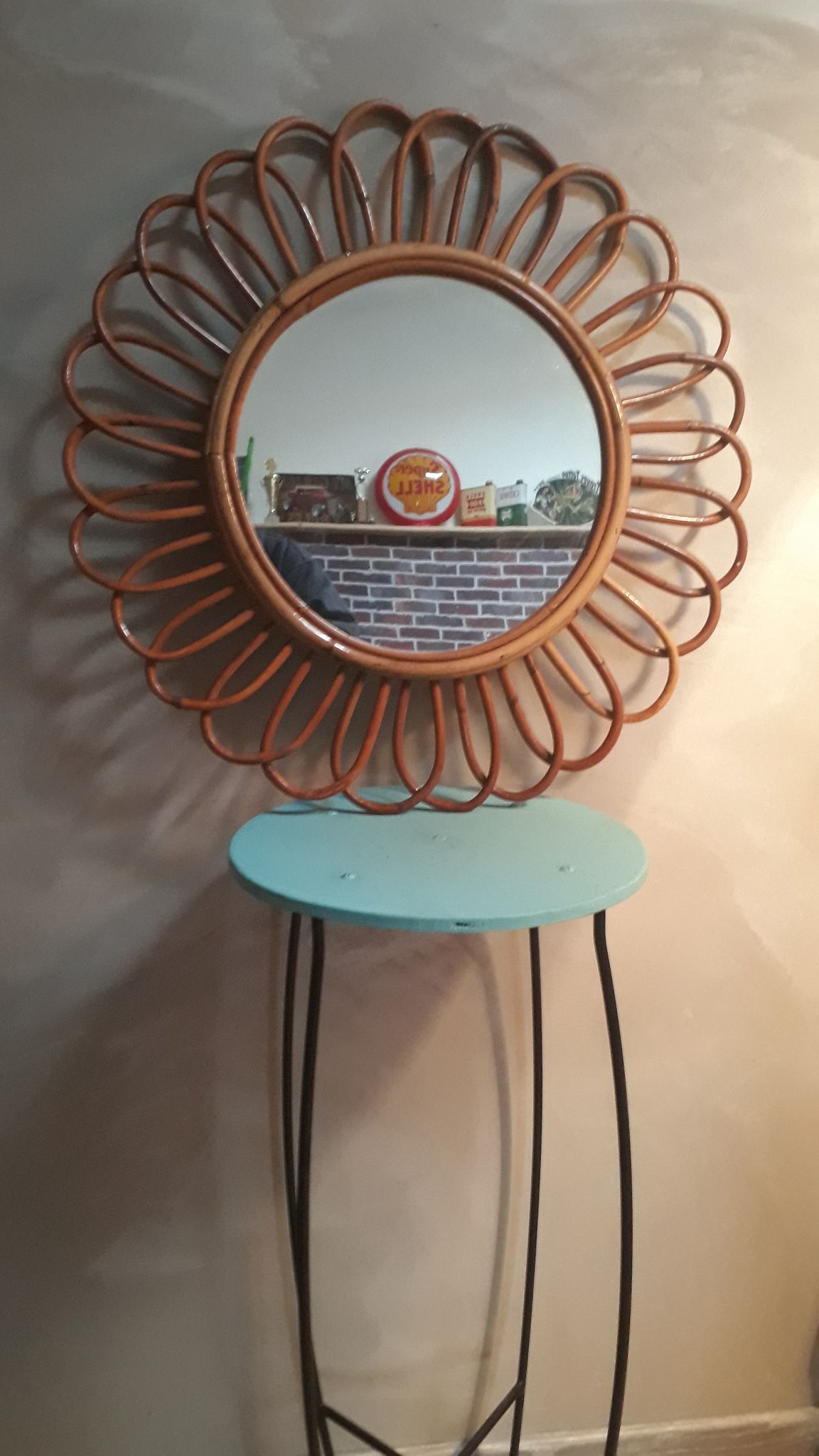 bamboo sun, rattan 1960 70 s 55cm