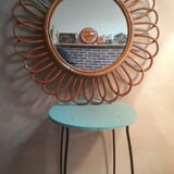 Soleil bambou rotin 1960 70 s 55cm