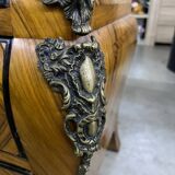 Louis XV style tomb chest of drawers in marquetry and marble