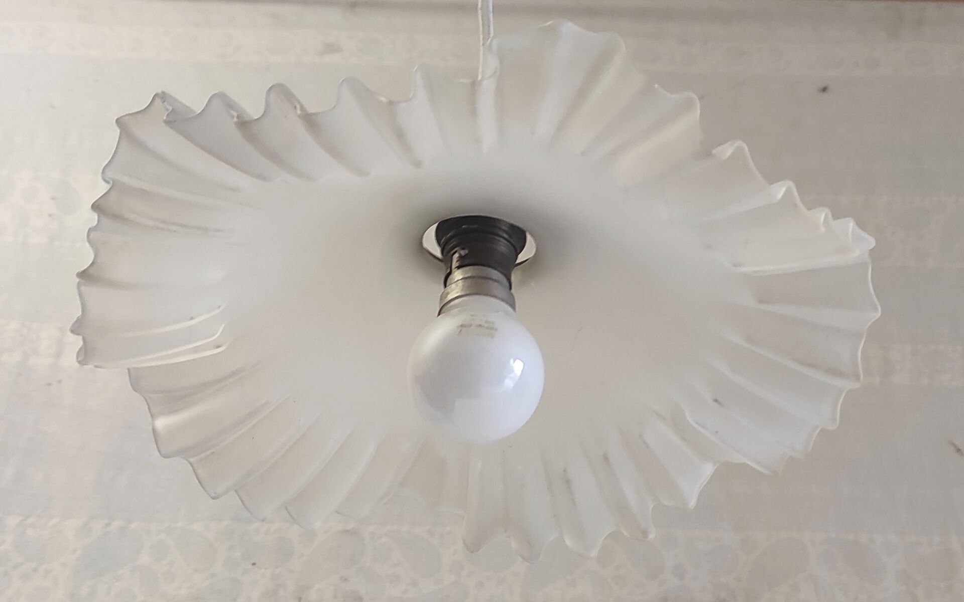 Pleated glass lampshade - mid 20th century
