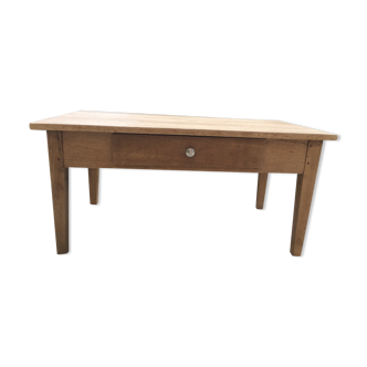 Table basse bois brut cirée