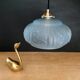 Vintage art deco lampshade pendant lamp in blue frosted glass