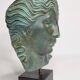 Antique style statue head, verdigris patina, signed Art Team, H 20 cm