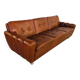 Retro vintage Danish 3 person Svend Skipper sofa in chestnut brown leather