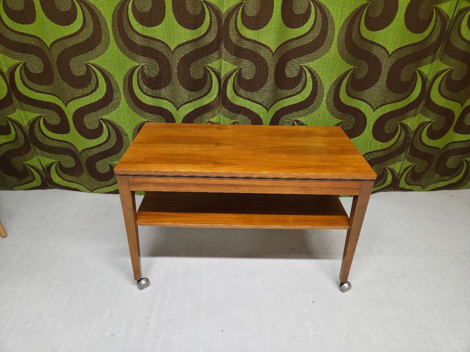 Teak serving table with casters, 1970s