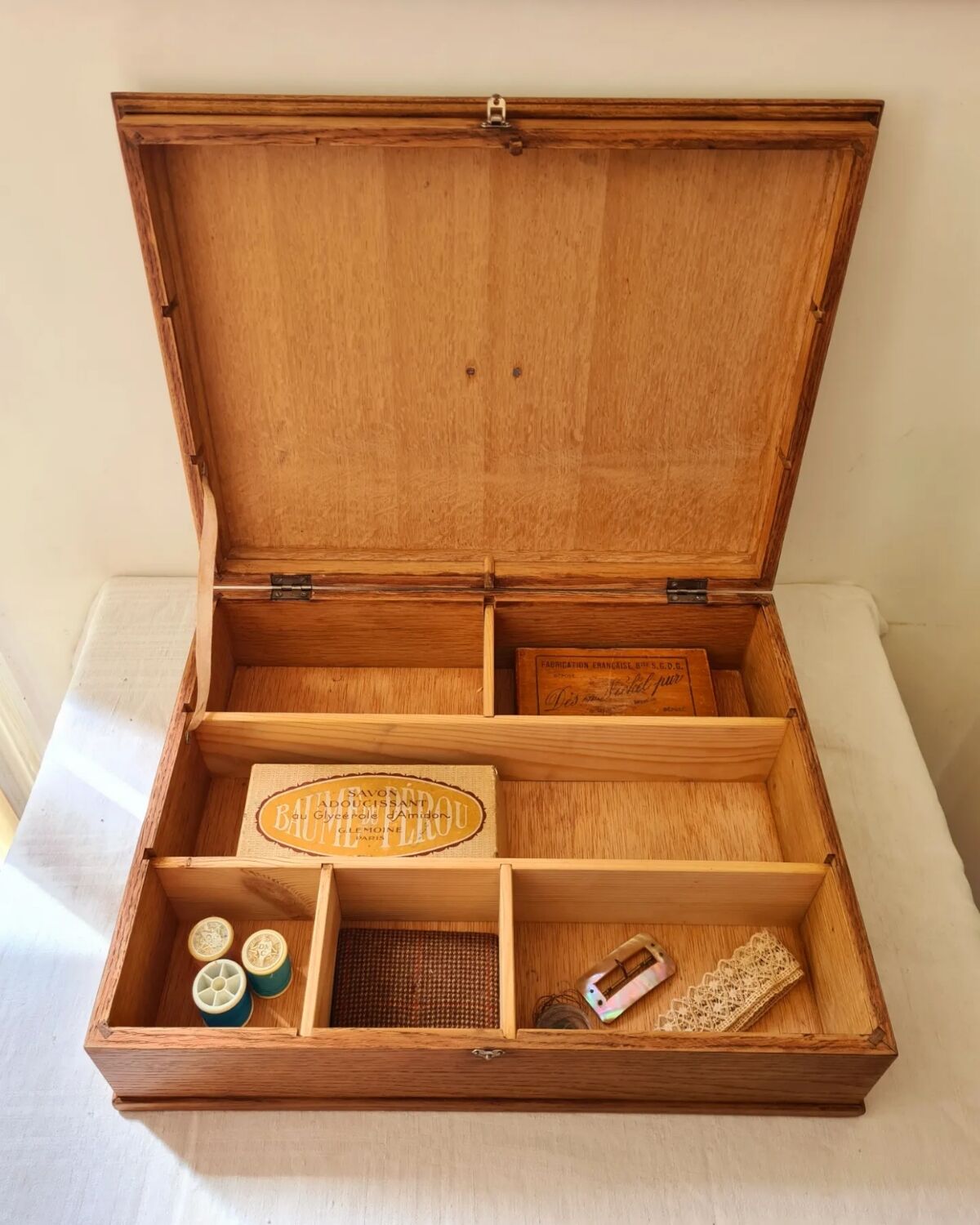 Old oak sewing box