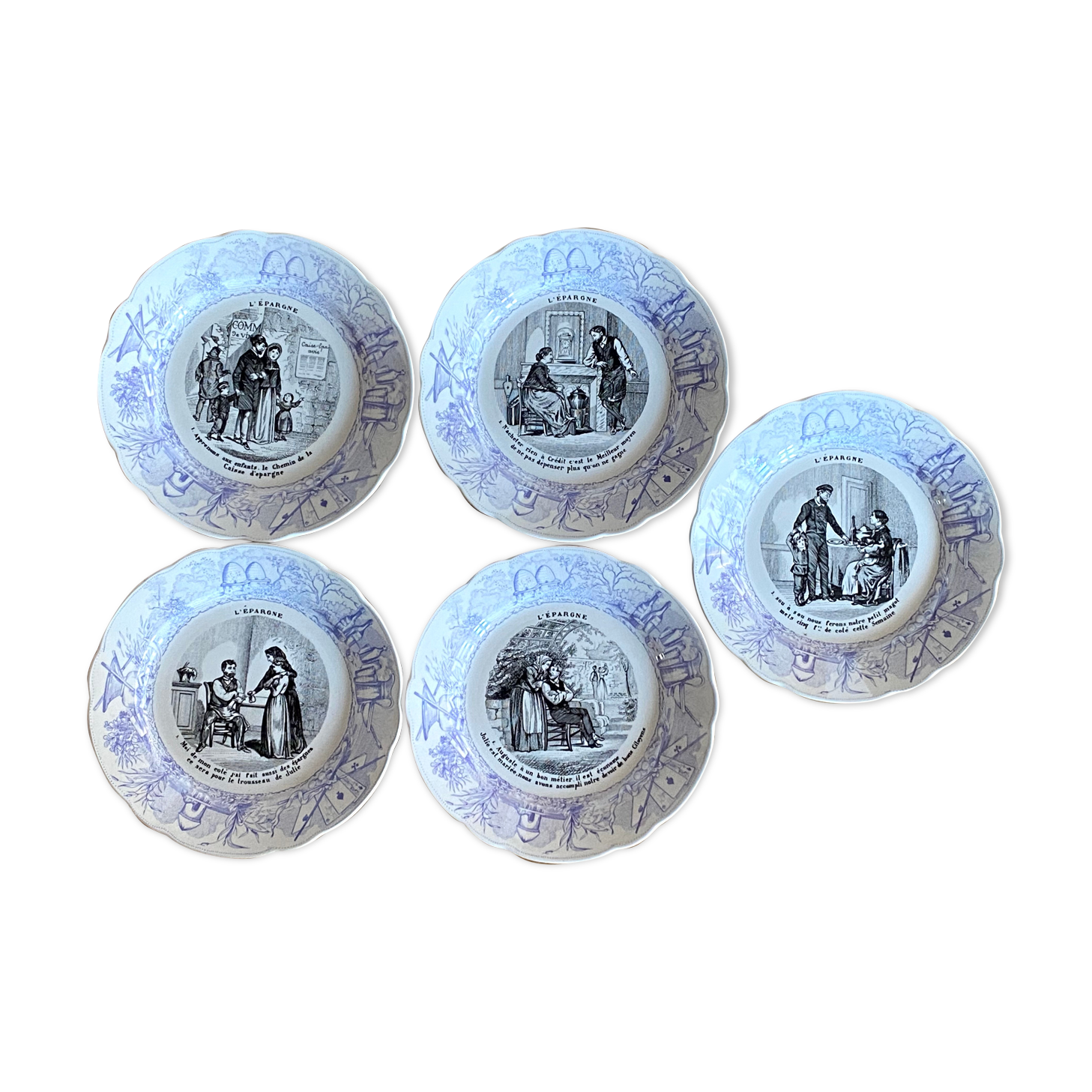 5 talking plates "saving" Sarreguemines