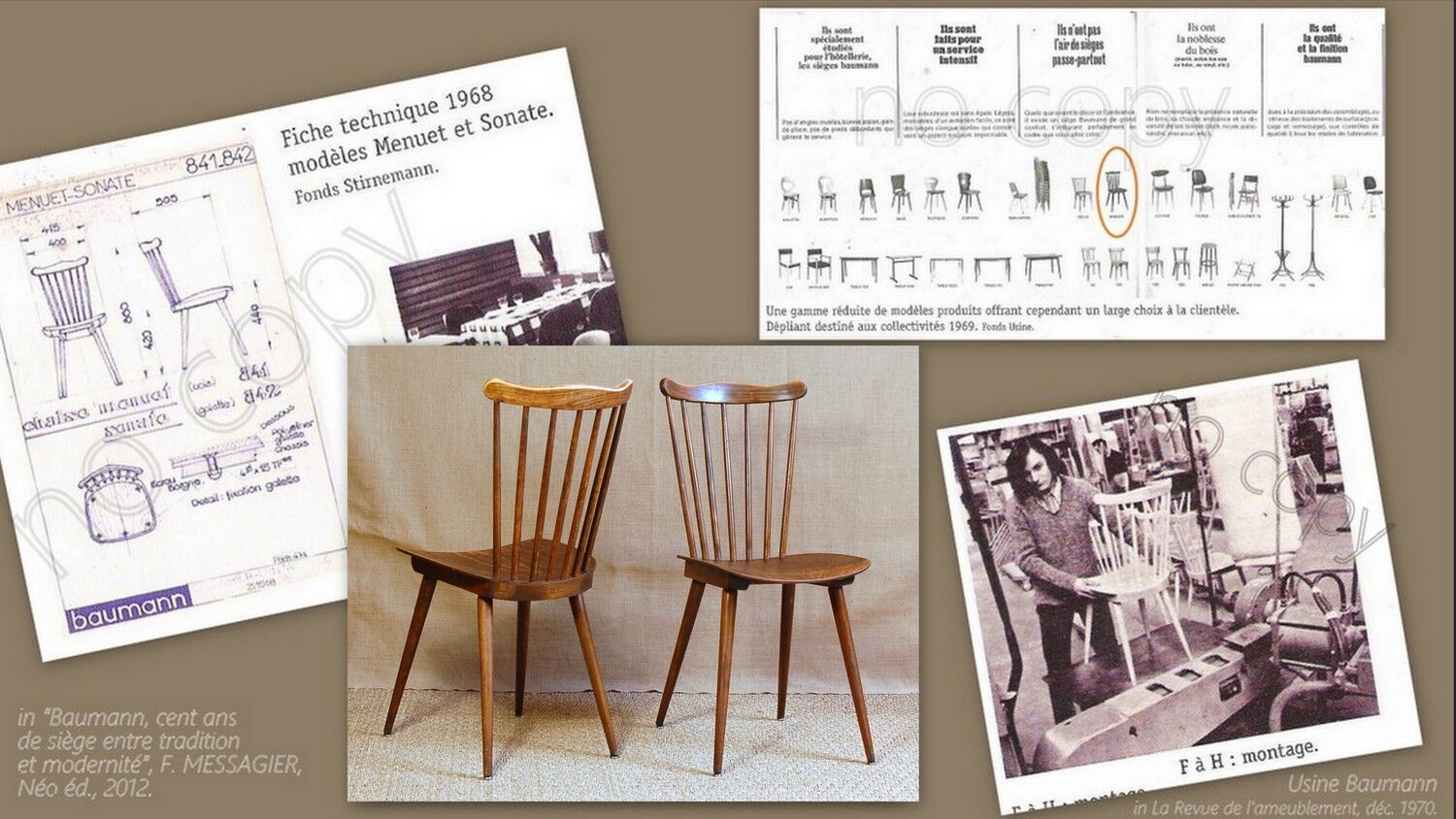 4 Baumann Menuet bistro chairs from the 60s and 70s