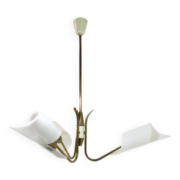 Vintage 1950s brass and twisted resin chandelier