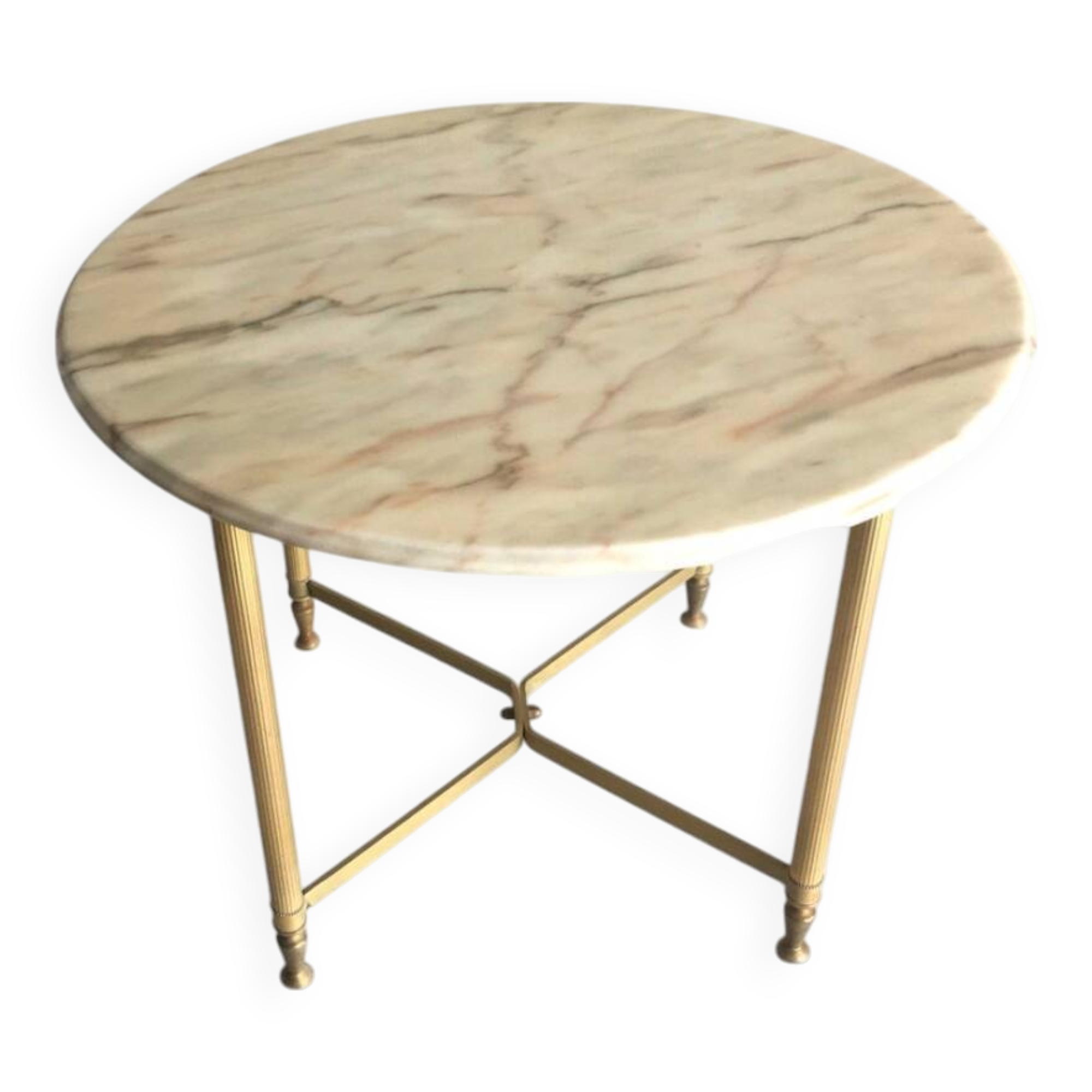 Round marble and gold metal coffee table 1960-70