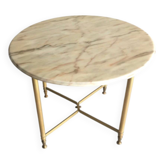 Round marble and gold metal coffee table 1960-70