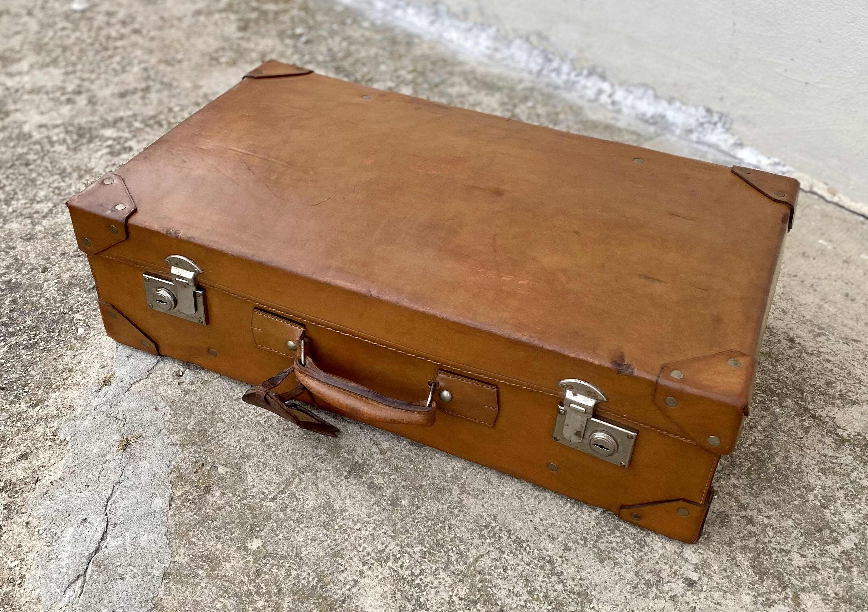 Vintage leather suitcase 1950