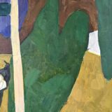 Mid-Century Modern "Modernist Cow" Swedish Vintage Landscape Oil Painting by Ture Fabianssonb