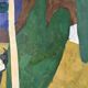 Mid-Century Modern "Modernist Cow" Swedish Vintage Landscape Oil Painting by Ture Fabianssonb