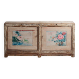 Ancien buffet blanc à motifs floraux (vers 1870)