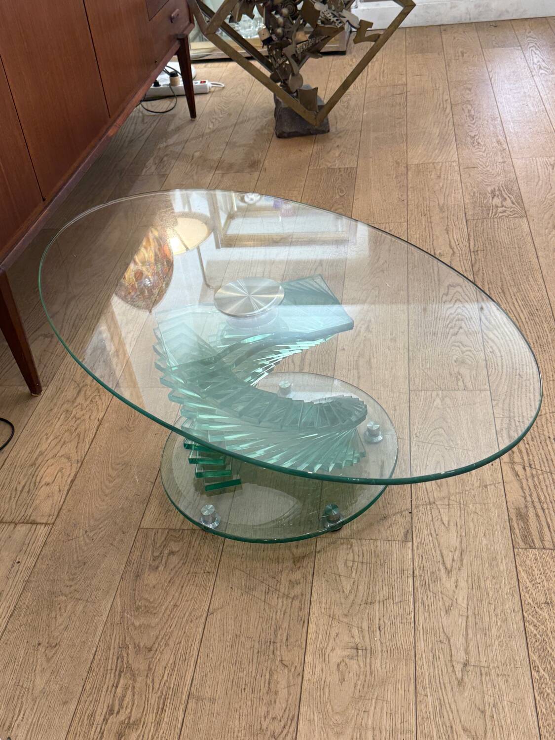 Glass coffee table, France, circa 1980