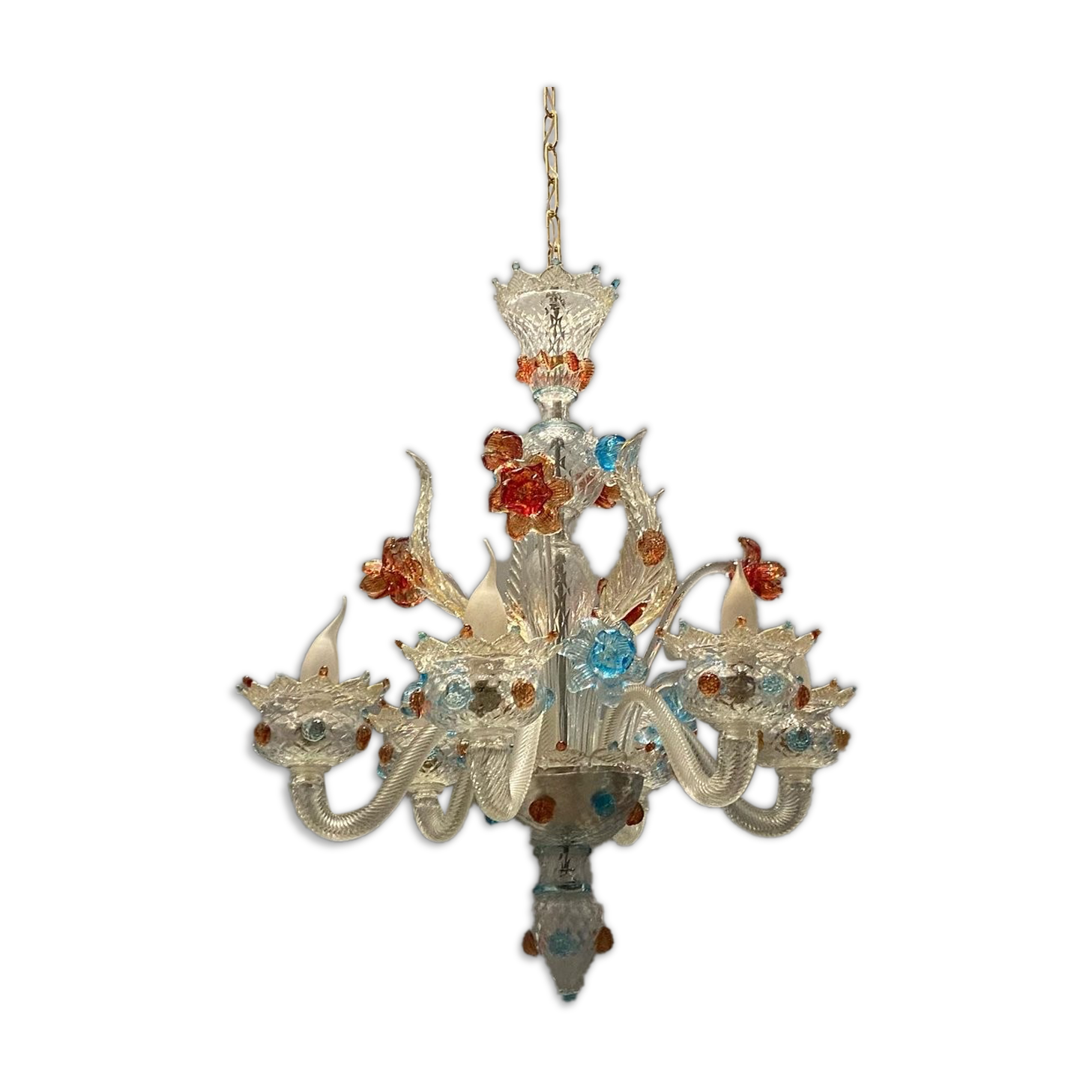 Venetian murano glass flower chandelier, 1960s