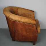 Fauteuil club vintage en cuir couleur cognac, pays-bas